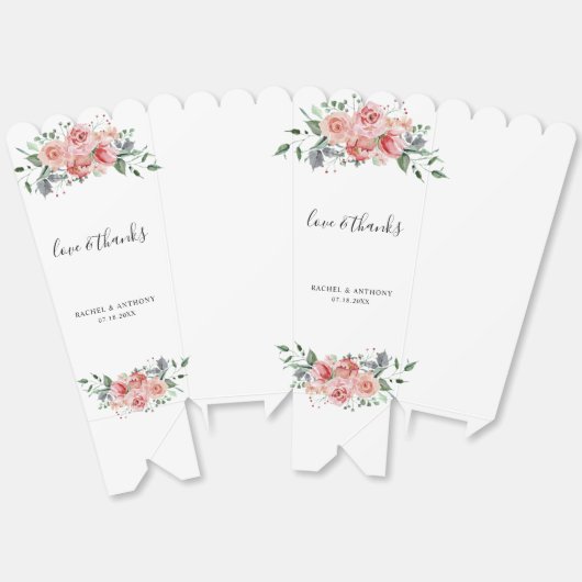 Liefde & Bedankt Roze Waterverf Weddenschap Bedankdoosjes (Ongevouwen)