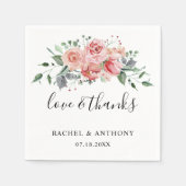 Liefde & Bedankt Roze Waterverf Weddenschap Servet (Voorkant)