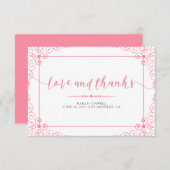 Liefde & Bedankt roze weddenschap met Lijst. (Voorkant / Achterkant)