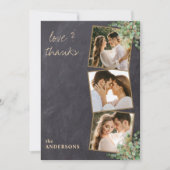 Liefde & Bedankt Rustic 3 Foto Gold Greenery Weddi (Voorkant)