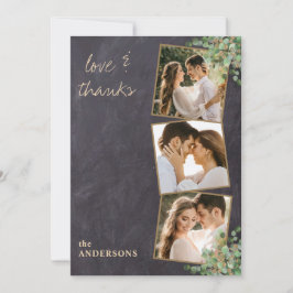 Liefde & Bedankt Rustic 3 Foto Gold Greenery Weddi