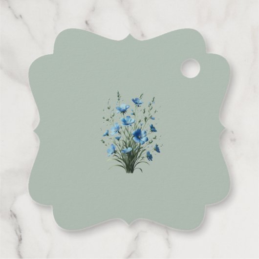 Liefde & Bedankt Rustiek Blauw Boho Wildflowers We Bedankjes Labels (Achterkant)