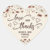 Liefde & Bedankt Rustiek Boho Chic Wildflowers Huw Hart Sticker (Voorkant)