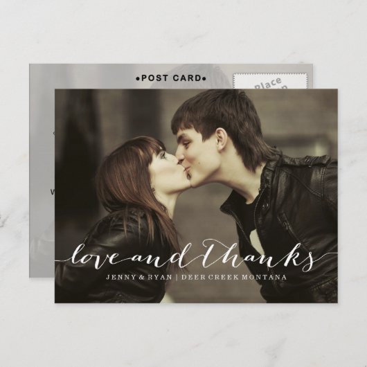 LIEFDE & BEDANKT SCRIPT 1 BRUILOFT BEDANKT POST KA BRIEFKAART (Voorkant / Achterkant)