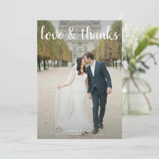 Liefde & Bedankt Script 2 Foto QR Code Bruiloft (Staand voorkant)