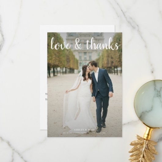 Liefde & Bedankt Script 2 Foto QR Code Bruiloft (Voorkant / Achterkant in situ)