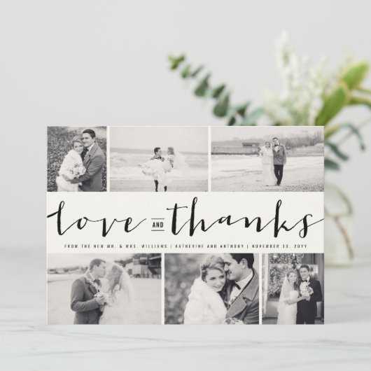 Liefde & Bedankt Script 6-foto bruiloft ontwerp (Staand voorkant)