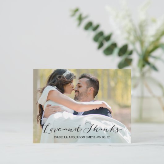 LIEFDE & BEDANKT SCRIPT | BRUILOFT BEDANKT BRIEFKA BRIEFKAART (Staand voorkant)