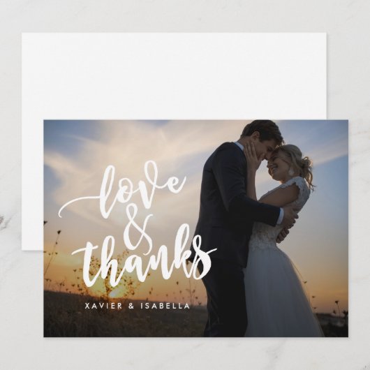 Liefde & Bedankt Script | Foto bedankkaart (Voorkant / Achterkant)