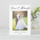 Liefde bedankt script foto QR code bruiloft dank u Kaart (Staand voorkant)