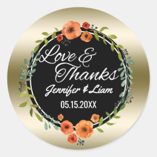 Liefde & Bedankt Script Gouden huwelijksgunst Ronde Sticker