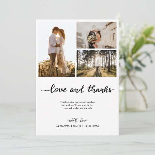 Liefde & Bedankt Script Trouwpaar Fotocollage (Staand voorkant)
