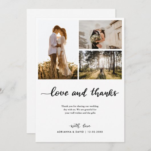 Liefde & Bedankt Script Trouwpaar Fotocollage (Voorkant / Achterkant)