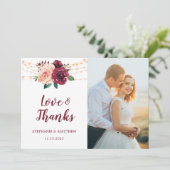 Liefde & Bedankt Stoffelijk Roos Bourgondië Trouwf (Staand voorkant)