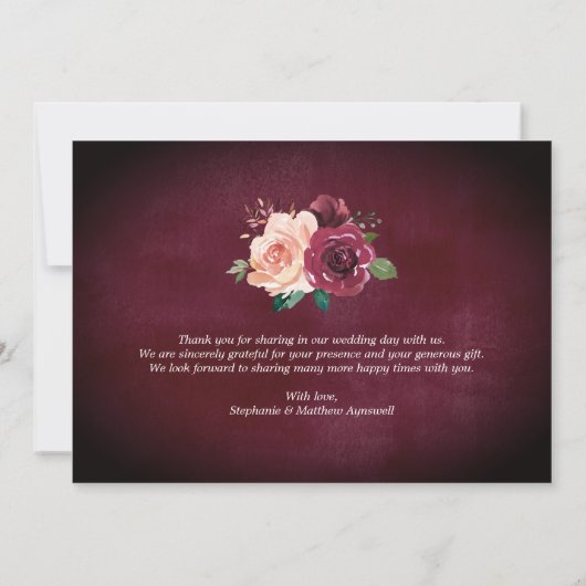 Liefde & Bedankt Stoffelijk Roos Bourgondië Trouwf (Achterkant)