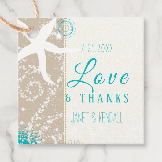 Liefde & Bedankt Strand Bruiloft Bedankjes Labels (Voorkant)