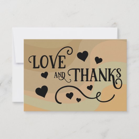 Liefde & Bedankt Tan Retro Swirls & Hearts Bruilof (Voorkant)