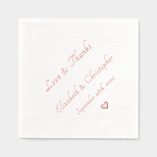 Liefde & Bedankt Trouwdatum Monogram Party Cocktai Folie Servetten (Voorkant)