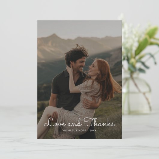 Liefde & Bedankt Trouwpaar Bedankkaart Feestdagenkaart (Staand voorkant)