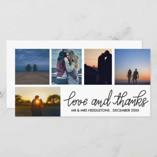Liefde & Bedankt Trouwscript Vijf Fotocollage (Voorkant / Achterkant)