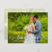 Liefde & Bedankt Trouwtypografie Pink Roses Foto (Voorkant / Achterkant)