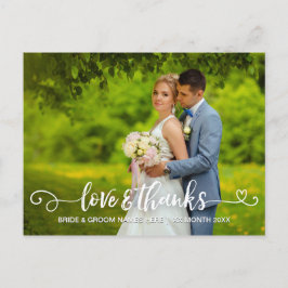 Liefde & Bedankt Trouwtypografie Pink Roses Foto Aankondigingskaart