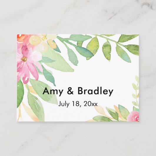 Liefde & Bedankt Typografie Roze Floral Weddenscha Informatiekaartje (Achterkant)