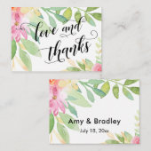 Liefde & Bedankt Typografie Roze Floral Weddenscha Informatiekaartje (Voorkant / Achterkant)