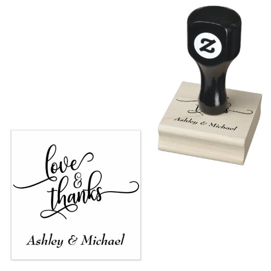 Liefde & Bedankt Typografie w / Uw gegevens Rubberstempel (Gestempeld)