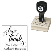 Liefde & Bedankt Uitwerken Script w / Uw gegevens Rubberstempel (Gestempeld)