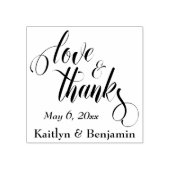 Liefde & Bedankt Uitwerken Script w / Uw gegevens Rubberstempel (Afrduk)