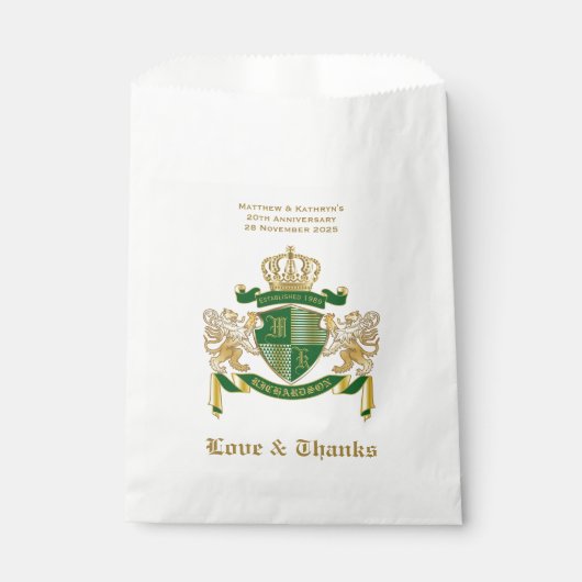 Liefde & Bedankt Wapenschild Groen Gouden Leeuw Em Bedankzakje (Voorkant)