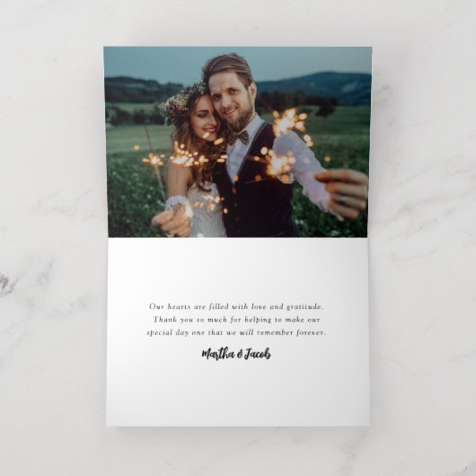 Liefde & Bedankt Weddenschap Foto Snowflake Real Folie Feestdagenkaart (Binnenlaag)