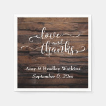 Liefde & Bedankt Wit Script op Dark Textured Wood