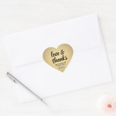 Liefde & Bedankt Zwart & Goud Faux Folie Eenvoudig Hart Sticker (Envelop)