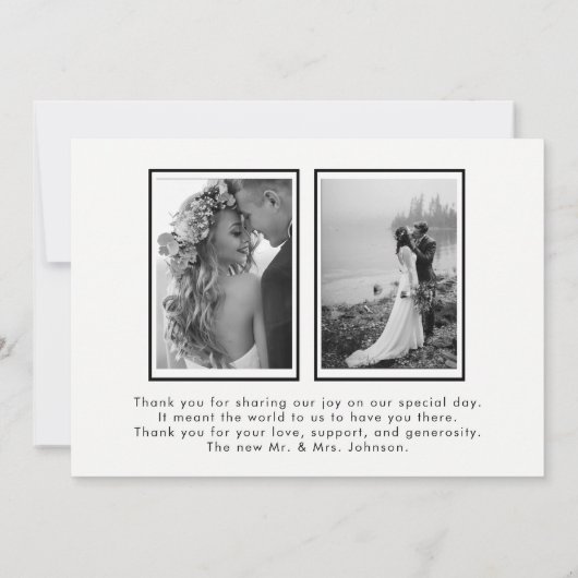 LIEFDE & BEDANKT | Zwart & Wit 3 foto bruiloft (Achterkant)