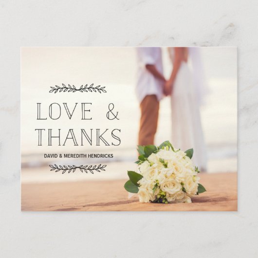 Liefde & Bedankt zwarte bekleding Foto bedankt Briefkaart (Voorkant)