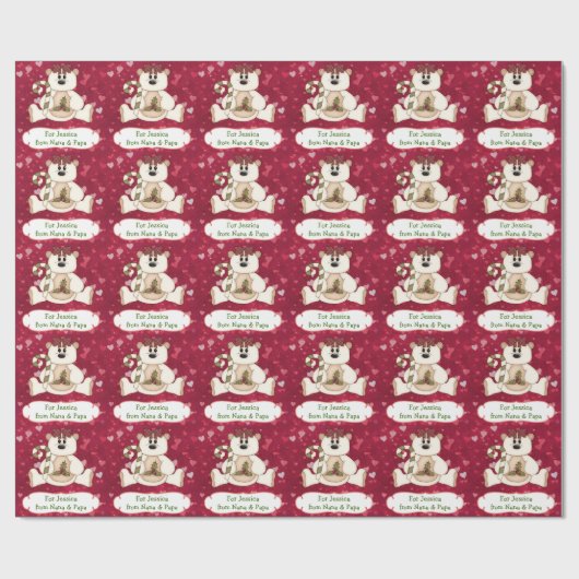 Liefde Beer kleinkind speciaal kerstmis Cadeaupapier (Vlak)