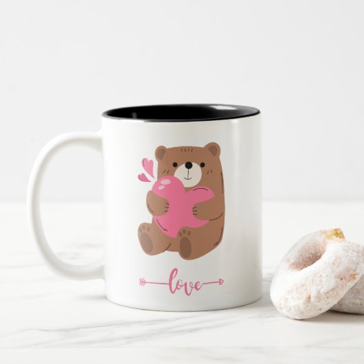 Liefde beer tweekleurige koffiemok (Met donut)