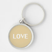 Liefde - beige, kameel, witte minimalistische sleu sleutelhanger (Voorkant)