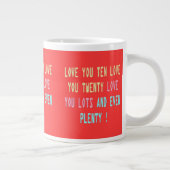 Liefde belofte gedicht terug kleur rood met woorde grote koffiekop (Rechts)