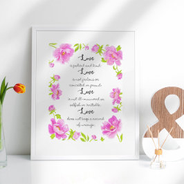 Liefde ben ik Corinthians 13 tekst Floral Poster