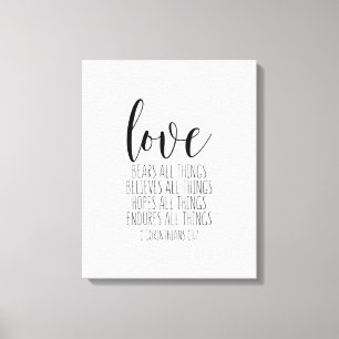 Liefde Beren, 1 corinthians 13:7 Canvas Afdruk