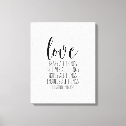 Liefde Beren, 1 corinthians 13:7 Canvas Afdruk (Voorkant)