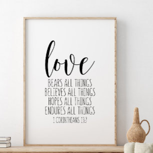 Liefde Beren, 1 corinthians 13:7 Poster