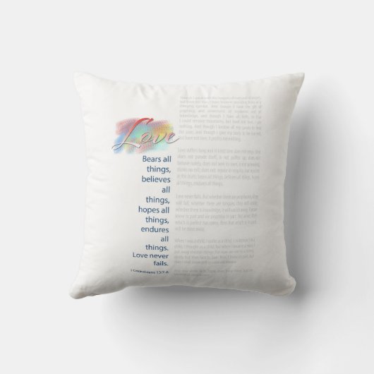 Liefde Beren Alle Dingen 1 Korintiërs 13 Bijbelver Kussen (Achterkant)