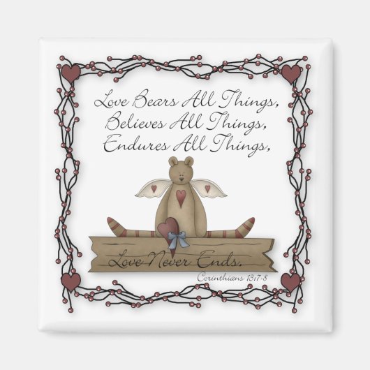 Liefde Beren Alle dingen Country Angel Teddy Bear Magneet (Voorkant)