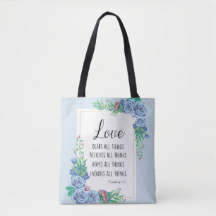 Liefde beren allemaal Bijbelse verse quote Christe Tote Bag