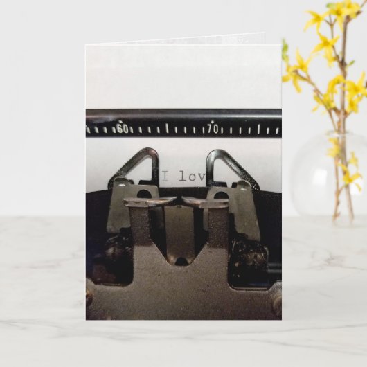 liefde bericht op retro schrijfmachine kaart (Gele Bloem)