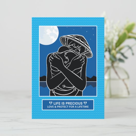 Liefde & bescherm 4_5-inch x7-inch flatcard aankondiging (Staand voorkant)